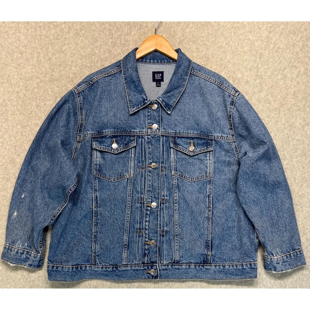 Vintage Gap Womens Jean Trucker Jacket Long Sleeve Denim Blue Classic Wash 4XL